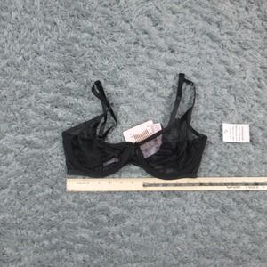 Savage X Fenty Unlined Demi Balconette Bra Womens 32DDD Black Sheer Mesh NWT